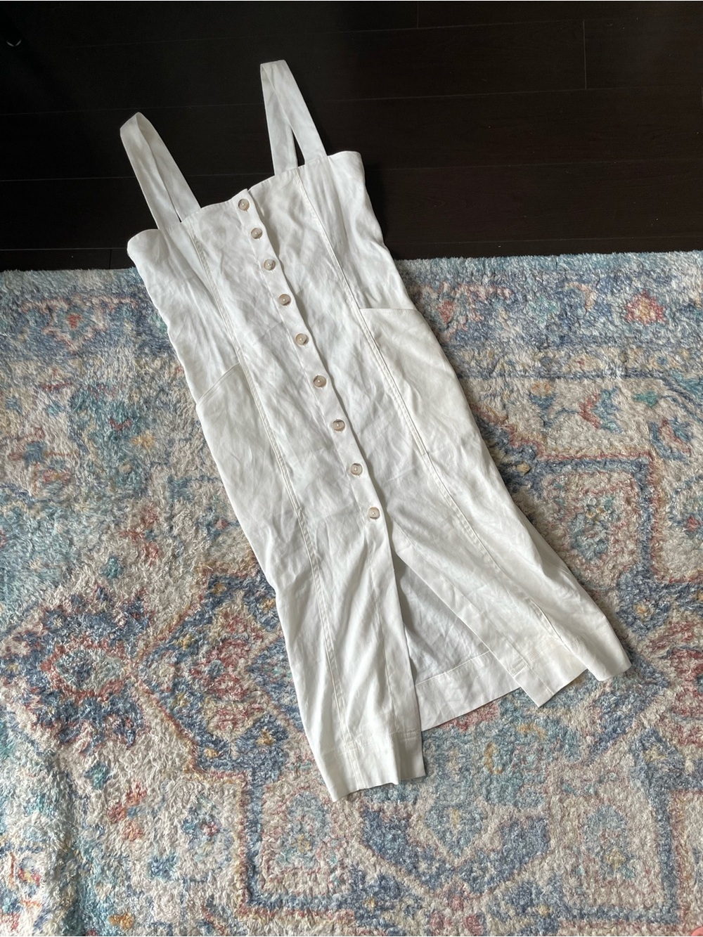 Babaton White Button-Down Linen Blend Dress